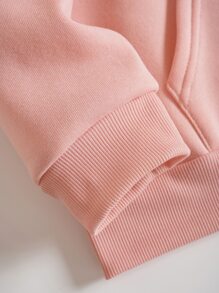 INAWLY Hoodie Đồ họa hoa và khẩu hiệu Dây kéo Lót nhiệt Dây rút - Màu Hồng baby - Xem 5