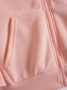 INAWLY Hoodie Đồ họa hoa và khẩu hiệu Dây kéo Lót nhiệt Dây rút - Màu Hồng baby - Xem 6