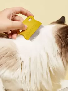 1 peine para mascotas de dos tonos, peine para pulgas de perro con dientes finos, peine para gatos, herramienta de aseo para mascotas - Amarillo - Ver 1