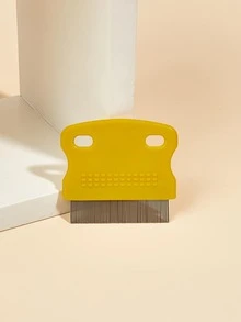 1 peine para mascotas de dos tonos, peine para pulgas de perro con dientes finos, peine para gatos, herramienta de aseo para mascotas - Amarillo - Ver 4
