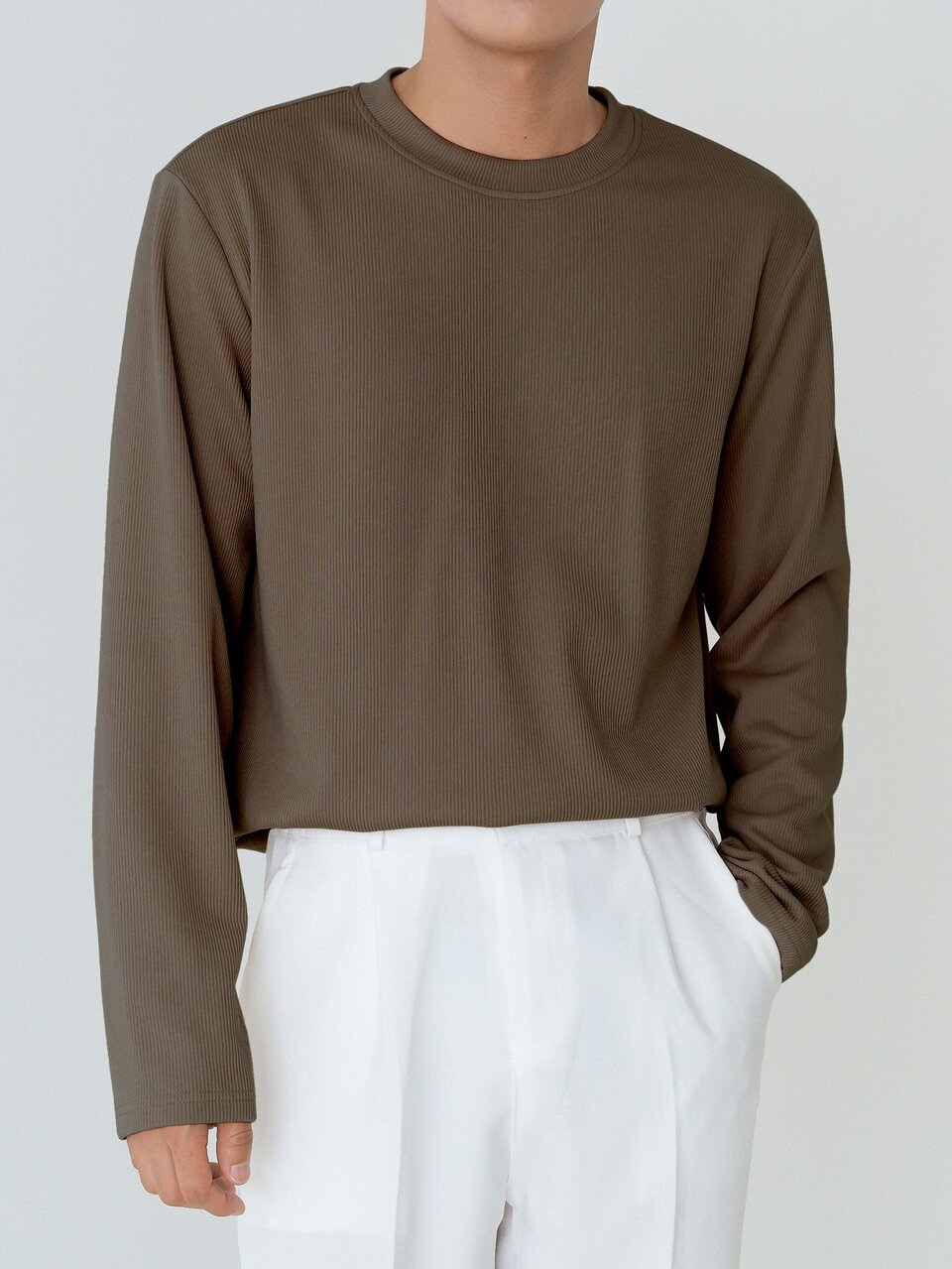 Men Solid Rib-knit Tee