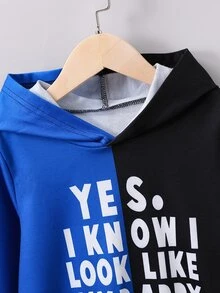 Young Boys Slogan Graphic Colorblock Sweatshirt - Multicolor - View 3