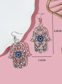 邪惡之眼細節法蒂瑪之手耳墜 - 彩色 - 查看 4