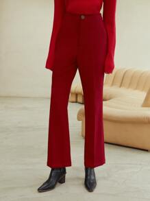 MOTF PREMIUM VISCOSE FLARE LEG TAILORED TROUSERS - Burgundy - View 4