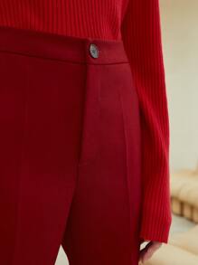 MOTF PREMIUM VISCOSE FLARE LEG TAILORED TROUSERS - Burgundy - View 7