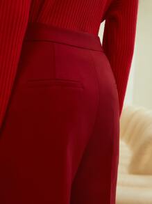 MOTF PREMIUM VISCOSE FLARE LEG TAILORED TROUSERS - Burgundy - View 8