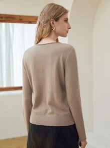 MOTF PREMIUM 100% CASHMERE REGULAR FIT JUMPER - Khaki - View 3