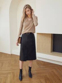 MOTF PREMIUM 100% CASHMERE REGULAR FIT JUMPER - Khaki - View 6