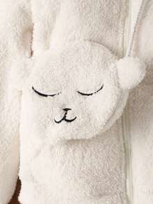 Girls Zip Up Hooded Jacket & Trousers - White - View 3