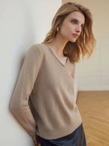 MOTF PREMIUM 100% CASHMERE REGULAR FIT JUMPER - Khaki - View 7