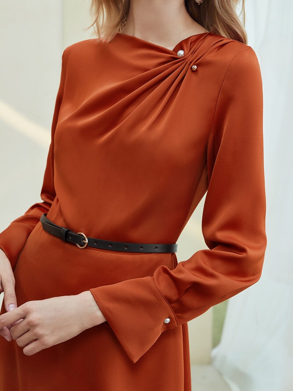 MOTF ASYMMETRICAL NECK DRESS WITHOUT BELT