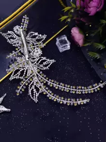 Phụ kiện đội đầu cô dâu đính đá lấp lánh cho đám cưới, vương miện phong cách Boho, phụ kiện ngày Valentine - Bạc - Xem 5