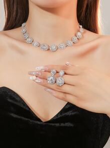 3peças Conjunto de joias Decoração de strass