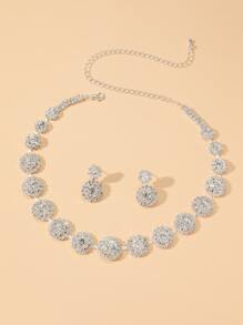 3peças Conjunto de joias Decoração de strass
