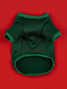 1 Stück Haustier Weihnachten BELEVE Muster T-Shirt, Outfit für Katzen und Hunde als Weihnachtsgeschenk - Grün - Übersicht 3