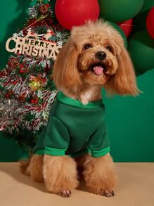 1 Stück Haustier Weihnachten BELEVE Muster T-Shirt, Outfit für Katzen und Hunde als Weihnachtsgeschenk - Grün - Übersicht 6