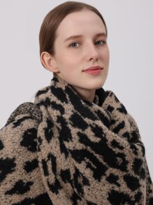 1pc Women's Classic Multicolor Thick & Warm Scarf, Fashion Leopard Print & Animal Pattern Knitted Scarf For Autumn And Winter, Soft And Beautiful, Suitable For Daily Outfits Elegant - Multicolor - View 3