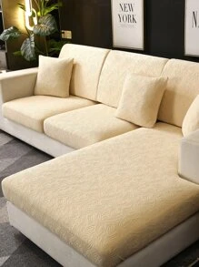 1入組花卉圖案提花有彈性沙發座墊套 - 米色 - 查看 1