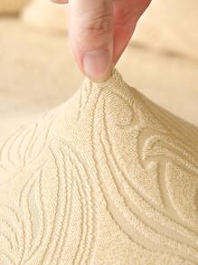 1入組花卉圖案提花有彈性沙發座墊套 - 米色 - 查看 3