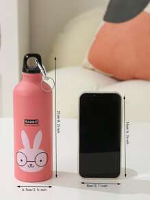 1 pieza Botella termo con dibujos animados con patrón de conejo - Rosa - Ver 5
