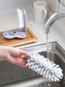 1pc Cup Scrubber Glass Cleaner Bottles Brush Sink Kitchen Accessories 2 In 1 Drink Mug Wine Suction Cup Cleaning Brush Gadgets - Grey - View 6