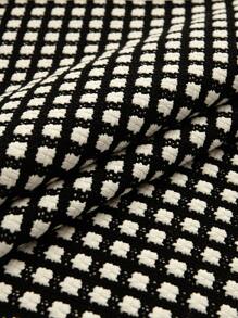 1pc Plaid Jacquard Lace Decor Sofa Towel - Black and White - View 4