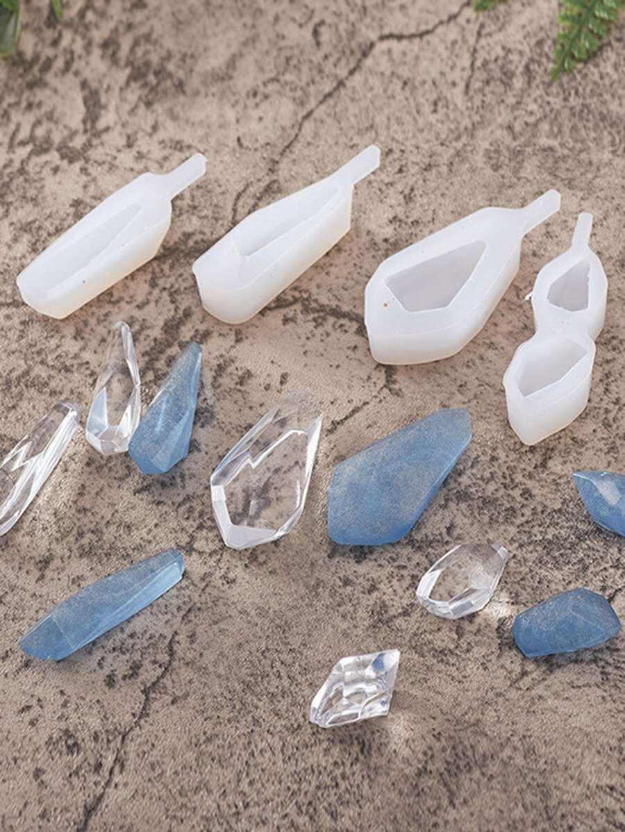 4pcs Plain DIY Silicone Mold, Crystal Pendant Mold For DIY Crafting - White - View 1