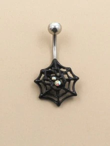 Rhinestone & Spider Web Decor Belly Belly Ring - Nhiều màu - Xem 2