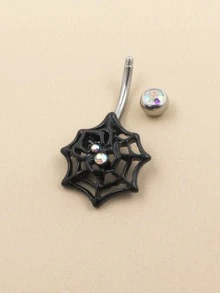 Rhinestone & Spider Web Decor Belly Belly Ring - Nhiều màu - Xem 3