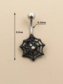 Rhinestone & Spider Web Decor Belly Belly Ring - Nhiều màu - Xem 5