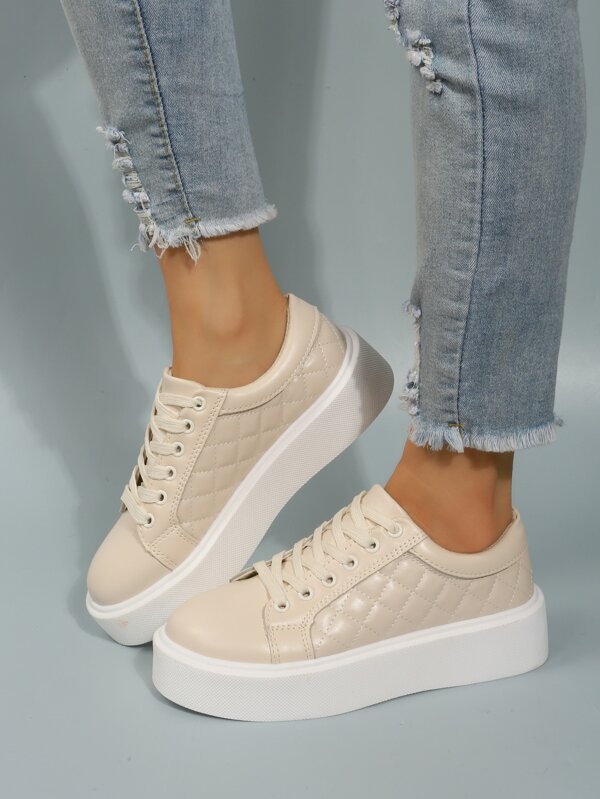 Quilted Laceup Front Skate Shoes SHEIN USA