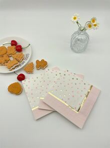 16入組/套可愛波點圖案紙餐巾 - 彩色 - 查看 2