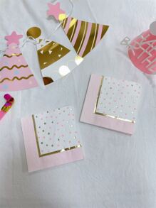 16入組/套可愛波點圖案紙餐巾 - 彩色 - 查看 4