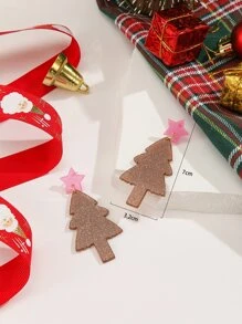 Christmas Star & Tree Decor Drop Earrings - Camel - View 3