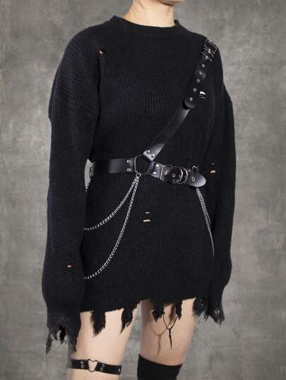 Grunge Punk Chain Decor Harness Belt