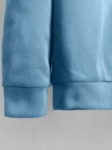 Manfinity LEGND 男士熊和標語圖案加絨內裏衛衣和衛褲 - 藍色 - 查看 5