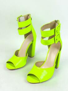 Xăng đan Cao gót Nữ Khóa màu trơn Dây đeo mắt cá chân Mốt - Màu xanh chanh - Xem 5