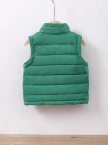 Young Boys Zipper Front Vest Padded Coat - Green - View 2