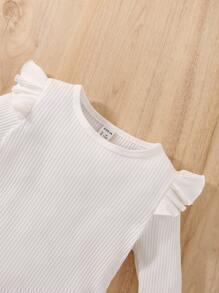 嬰兒荷葉邊連身背心和卡通刺繡背帶裙 - 彩色 - 查看 5