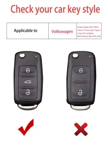 3 Cái/bộ Silicone Chìa Khóa Có Móc Khóa Chống Trộm Và Tua Vít Tương Thích Với Xe Volkswagen Gấp Chìa Khóa Xe Ô Tô - Nhiều màu - Xem 8