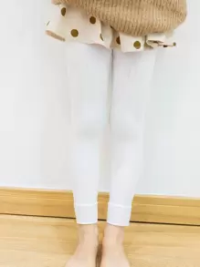 小女童素色褲襪 - 白色 - 查看 1