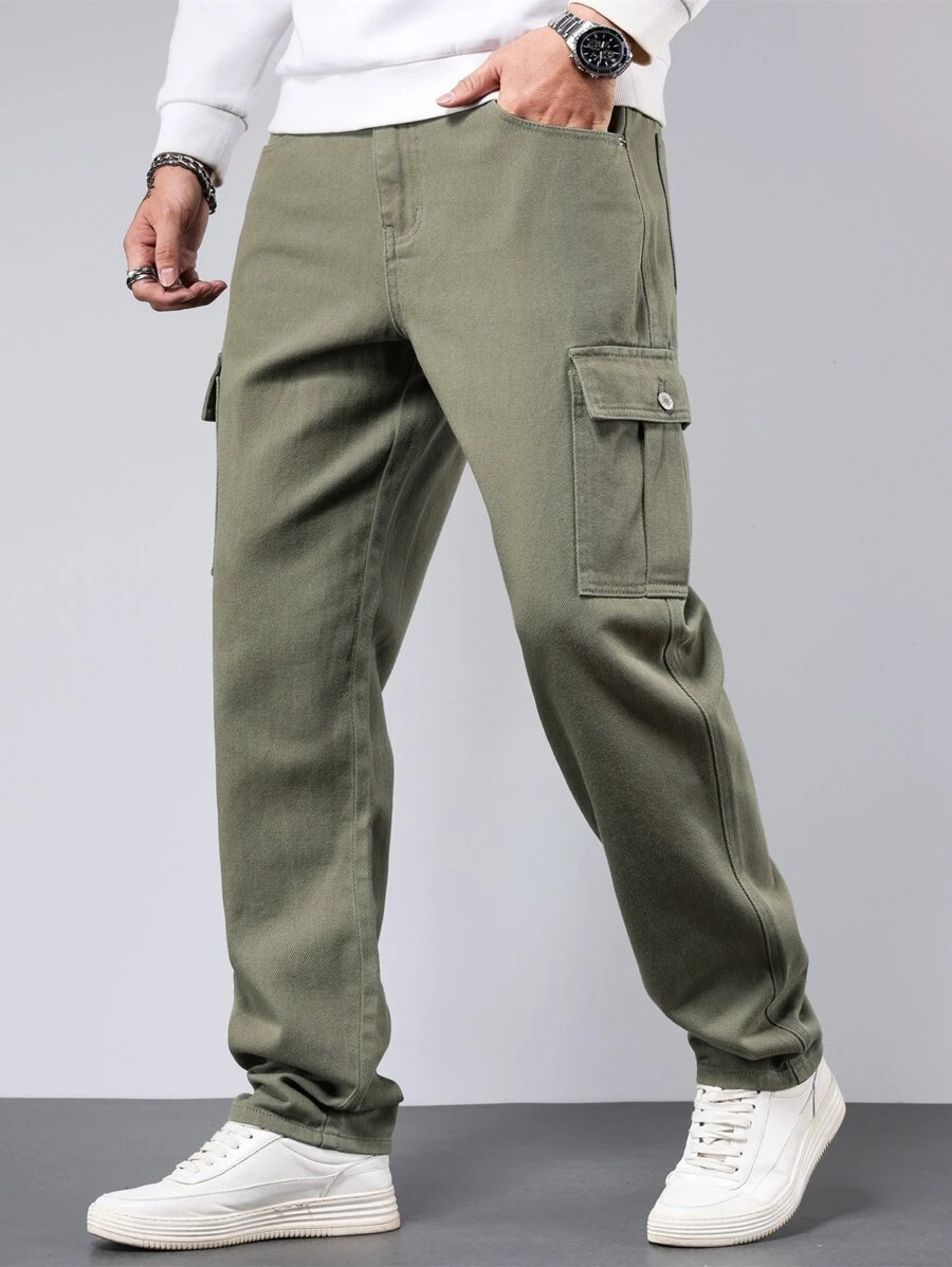 Manfinity 男士側翻蓋口袋工裝牛仔褲