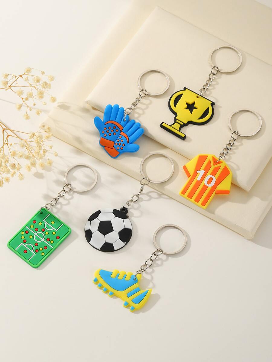 6pcs Soccer Ball Shaped Keychain Set Casual - Multicolor - View 1