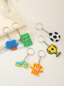 6pcs Soccer Ball Shaped Keychain Set Casual - Multicolor - View 2