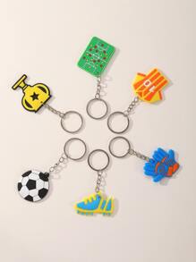 6pcs Soccer Ball Shaped Keychain Set Casual - Multicolor - View 3