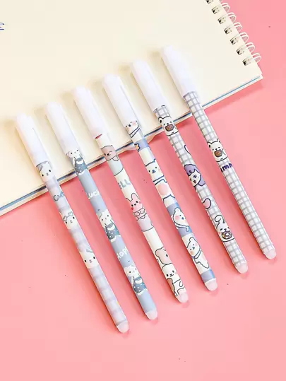 6入組卡通圖案中性筆