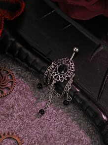 Anillo de vientre con diseño de cuenta - Plata antigua - Ver 2