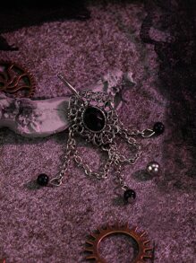 Anillo de vientre con diseño de cuenta - Plata antigua - Ver 3