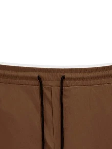 Manfinity Hypemode Men Flap Pocket Side Drawstring Waist Cargo Trousers - Brown - View 3
