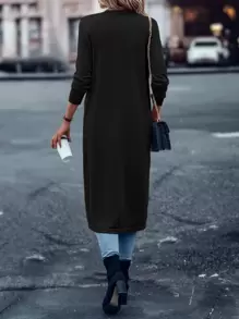 SHEIN LUNE Solid Casual Design Cardigan,Long Sleeve Tops Fall Winter Cloth For Women